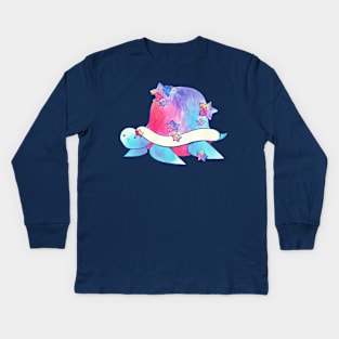 Rainbow Star Turtle Watercolor Kids Long Sleeve T-Shirt